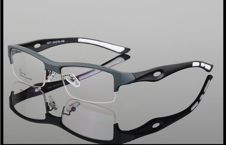 Men's Eyeglasses Comfortable Tr90 Half Frame Square Sports 1077 Sport Eyewear Bclear gray  