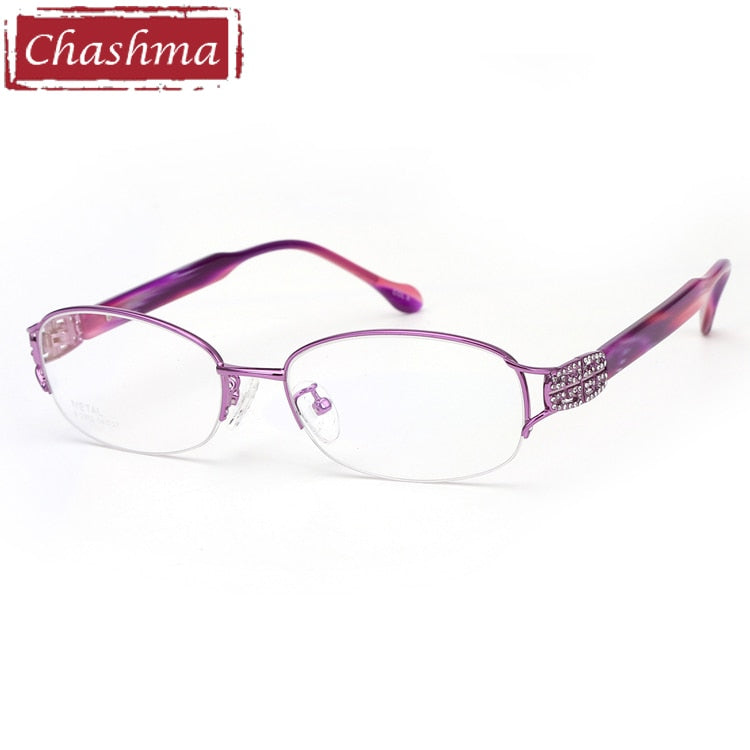 Chashma Ottica Women's Semi Rim Oval Titanium Eyeglasses 2392 Semi Rim Chashma Ottica Purple  