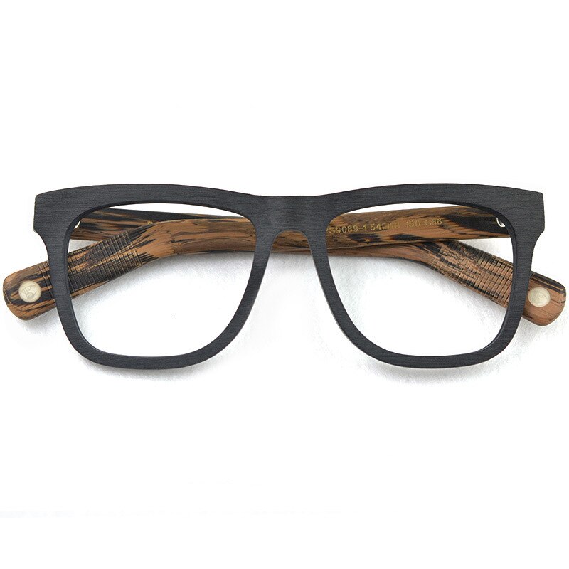 Hdcrafter Unisex Full Rim Oversized Square Metal Wood Frame Eyeglasses Ps9089 Full Rim Hdcrafter Eyeglasses Black Brown  