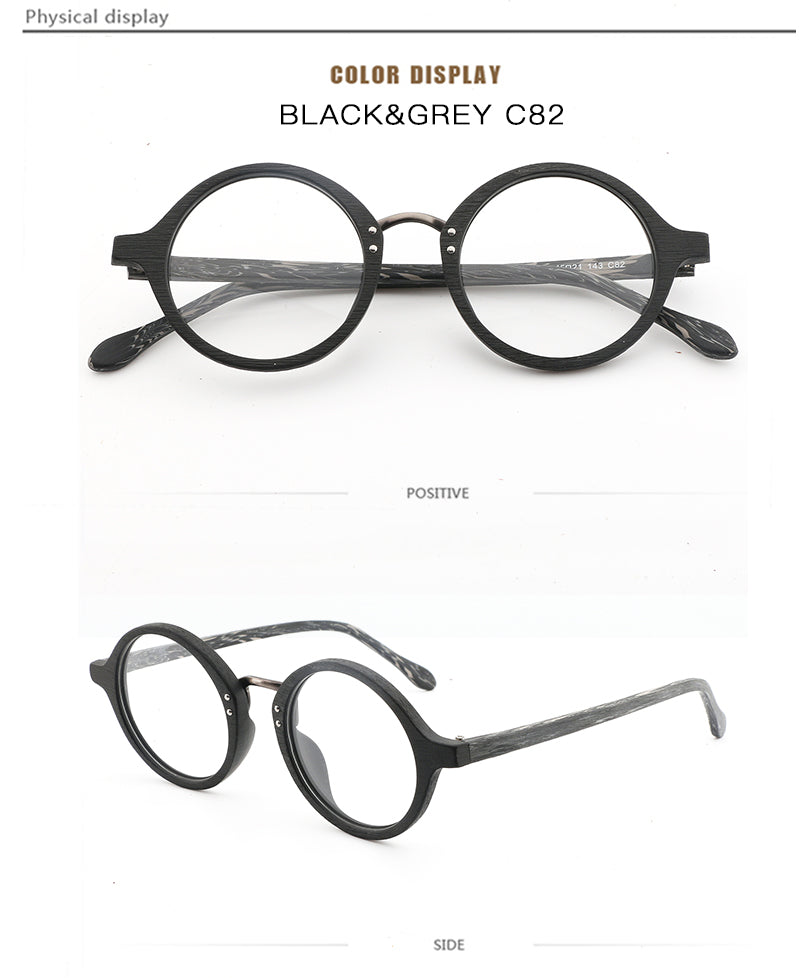 Hdcrafter Unisex Full Rim Round Wood Frame Eyeglasses Lhb028 Full Rim Hdcrafter Eyeglasses   