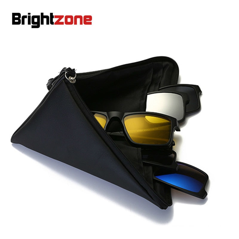 Brightzone Unisex Full Rim Square Tr 90 Eyeglasses Clip On Sunglasses Js3356a With Clip Ons Brightzone   