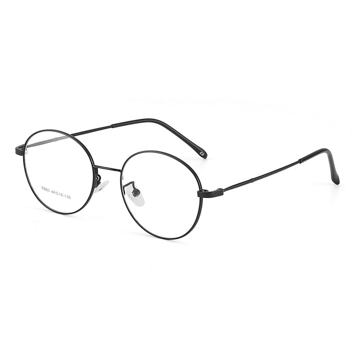 Unisex Round Alloy Frame Eyeglasses Sc860 Frame Bclear black  