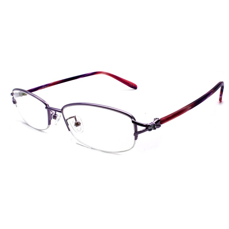 Reven Jate Women's Semi Rim Rectangle Alloy Eyeglasses 3066 Frames Reven Jate Purple  