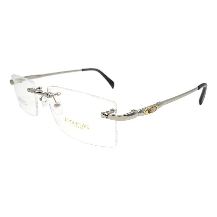 Men's Eyeglasses Titanium Alloy Rimless S8314 Rimless Gmei Optical Silver  