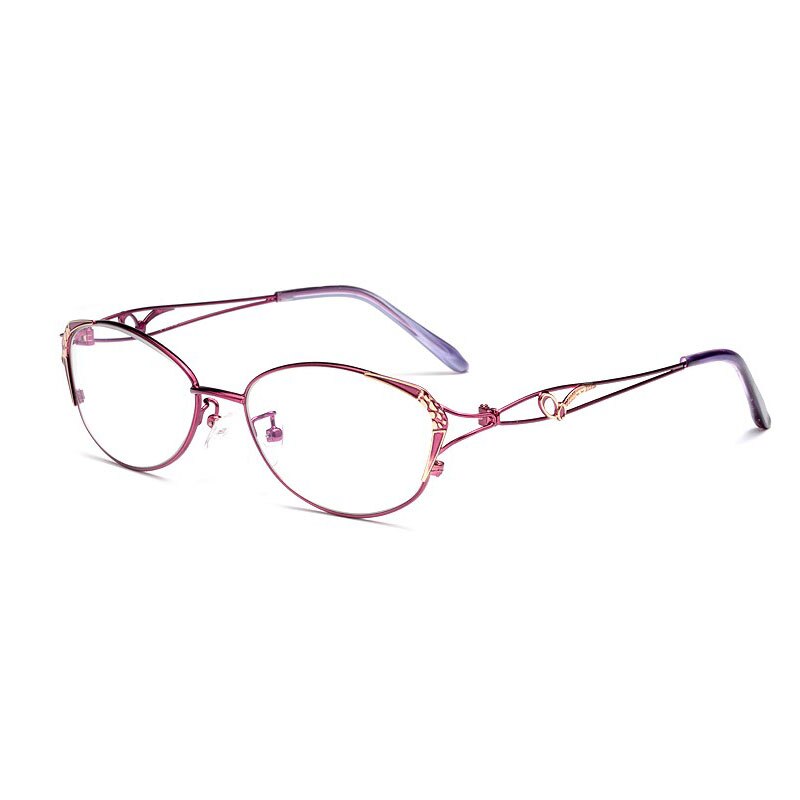 Women's Cat Eye Full Rim Reading Glasses 1.56 Index Anti Blue Light Lenses F2834 Reading Glasses Bclear +25 Purple 