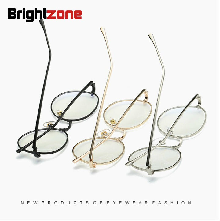 Unisex Eyeglasses Anti Blue Light Round Aluminum 26g Anti Blue Brightzone   