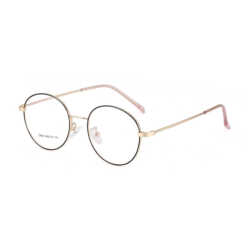 Unisex Round Alloy Frame Eyeglasses Sc860 Frame Bclear black gold  