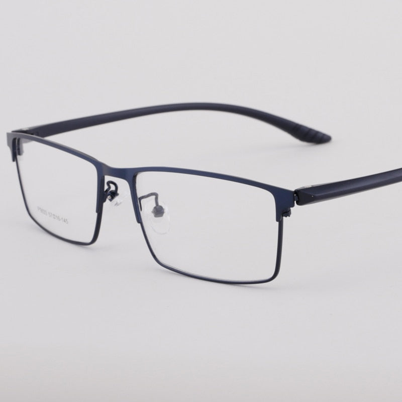 Men's Square Full Rim Alloy Frame Eyeglasses 9033 Full Rim Bclear Blue  