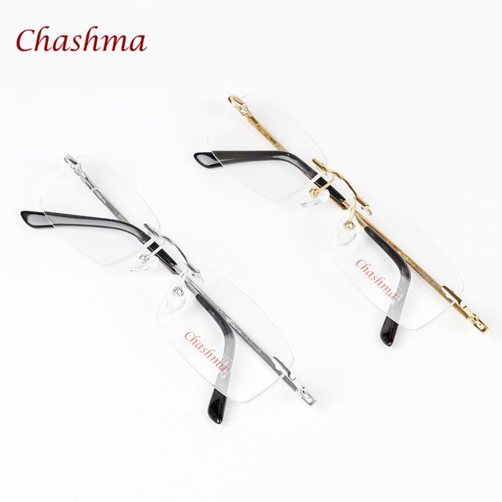 Chashma Ochki Unisex Rimless Rectangle Titanium Eyeglasses 6605 Rimless Chashma Ochki   