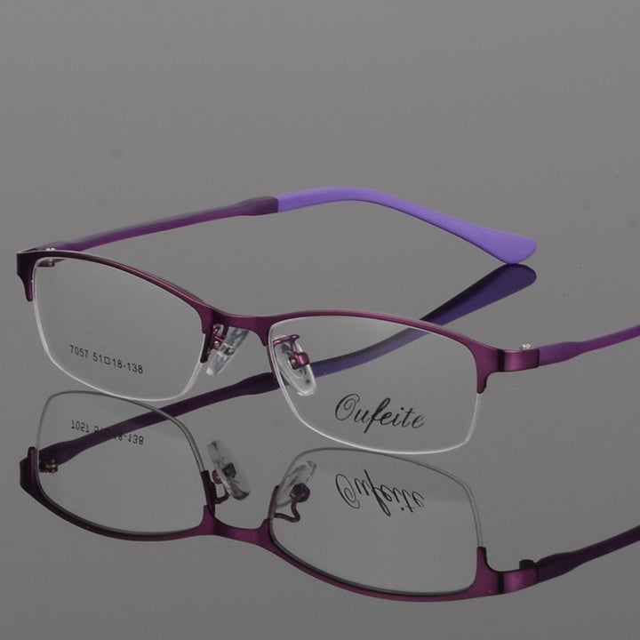 Women's Eyeglasses Alloy Frame Half Rim Tr Legs Mod 7057 Semi Rim Bclear Purple  