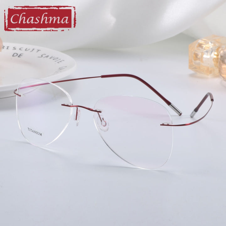 Chashma Ottica Unisex Rimless Irregular Oval Titanium Eyeglasses 20002 Rimless Chashma Ottica   