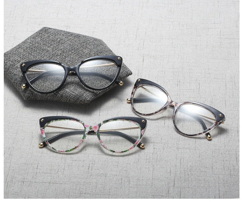 Hotony Women's Full Rim Cat Eye Acetate Frame Eyeglasses 93308 Full Rim Hotony   