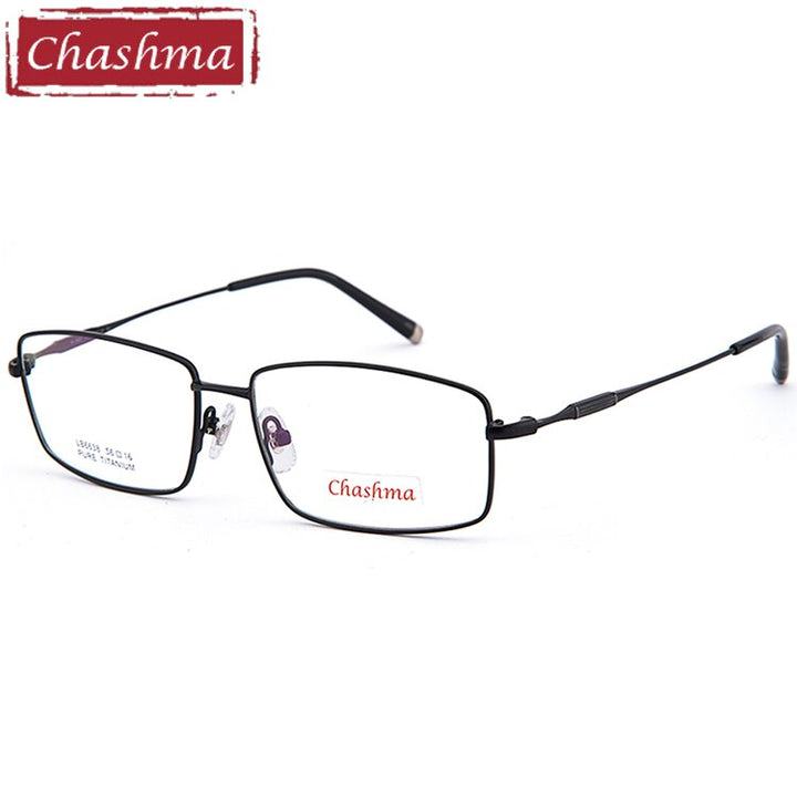 Chashma Ottica Men's Full Rim Square Titanium Eyeglasses Ch6638 Full Rim Chashma Ottica Black  