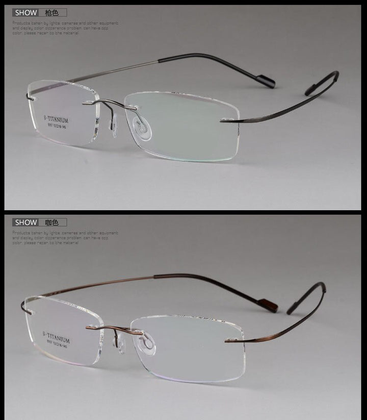 Unisex Rimless Eyeglasses Titanium Frame 8007 Rimless Bclear black  