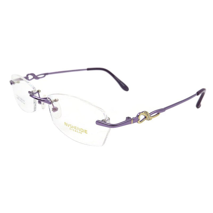 Women's Eyeglasses S8304 Rimless Titanium Alloy Rimless Gmei Optical Purple  