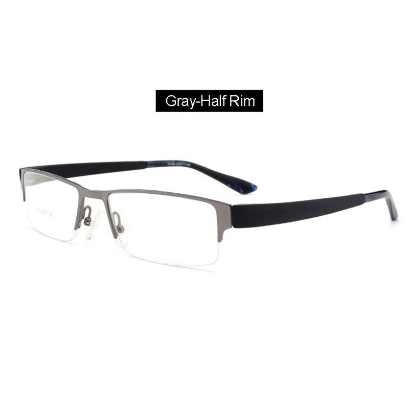 Hotochki Men's Full Rim IP Electroplated Alloy Frame Eyeglasses 1711 Full Rim Hotochki Gray Half-Rim  