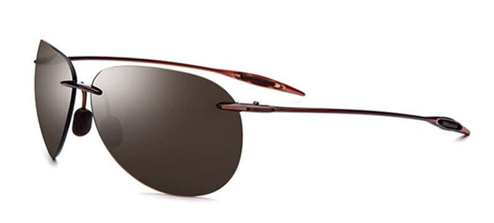 Men's Sunglasses Rimless Alloy Tac Pilot Tm0030 Sunglasses Brightzone Brown  