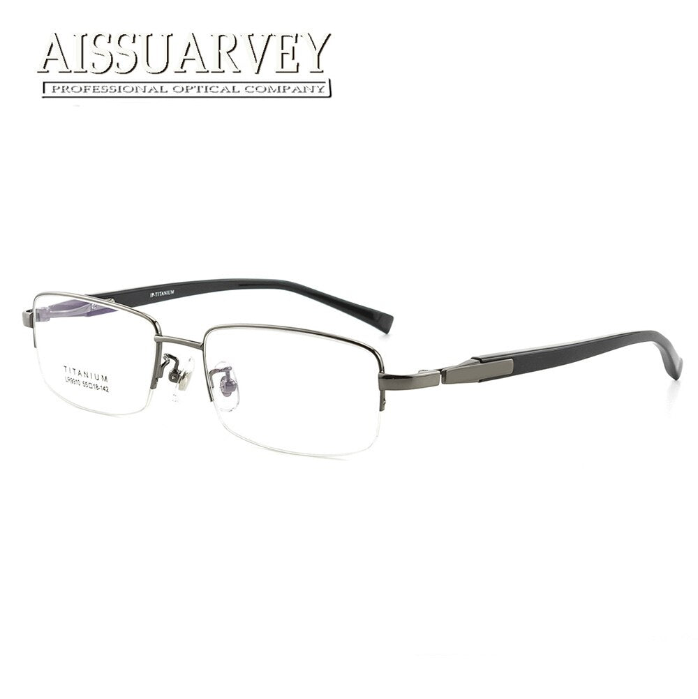 Aissuarvey Semi Rim Rectangular Titanium Frame Eyeglasses As9910 Semi Rim Aissuarvey Eyeglasses gray  