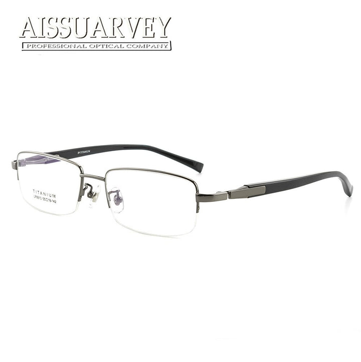 Aissuarvey Semi Rim Rectangular Titanium Frame Eyeglasses As9910 Semi Rim Aissuarvey Eyeglasses gray  