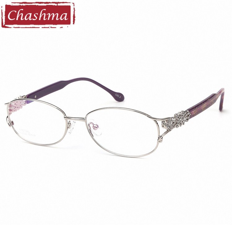Chashma Ottica Women's Full Rim Oval Titanium Eyeglasses 2399 Full Rim Chashma Ottica Silver  