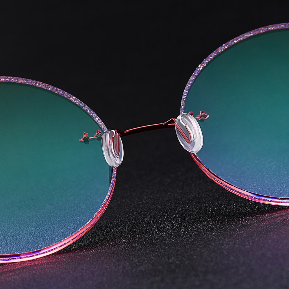 Women's Eyeglasses Red Titanium Alloy Rimless Gradient Pink Tint T80898 Rimless Gmei Optical   