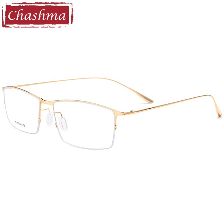 Men's Eyeglasses Titanium Half Frame Semi Rimmed 2611 Semi Rim Chashma Gold  