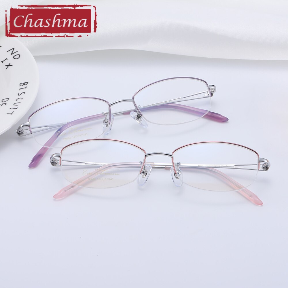 Women's Eyeglasses Pure Titanium 0664 Frame Chashma   