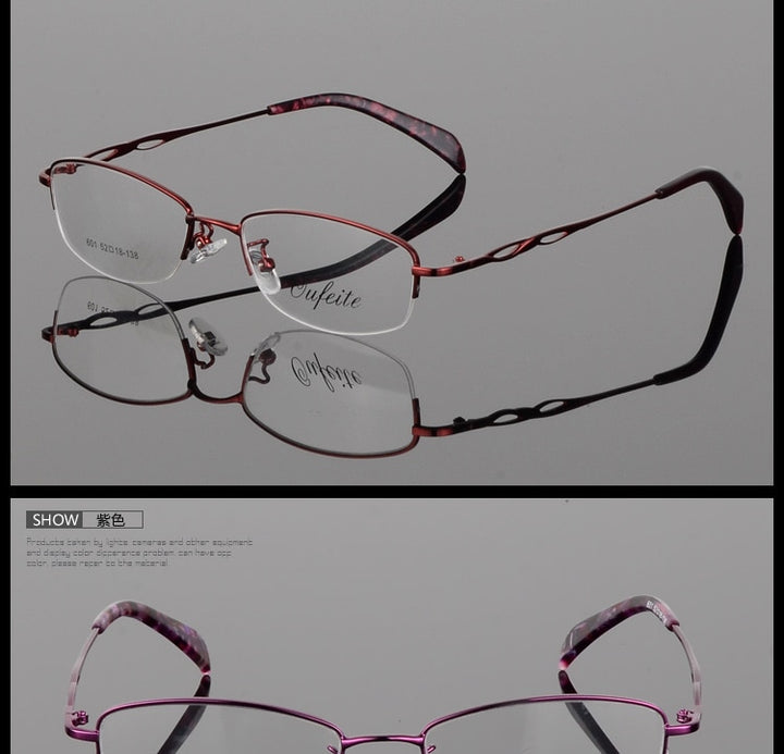 Women's Alloy Semi Rim Frame Oval Eyeglasses 601 Semi Rim Bclear   