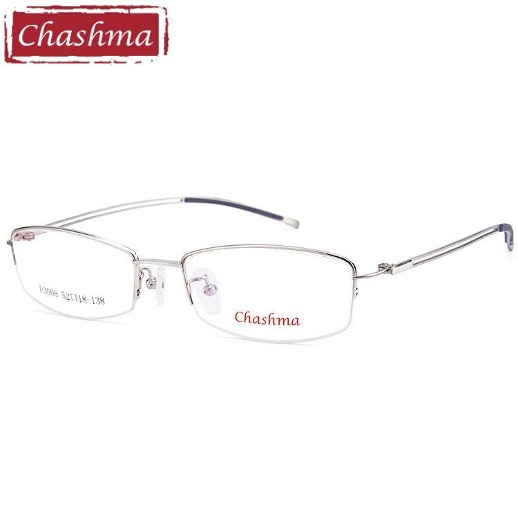 Chashma Men's Semi Rim Ip Plated Titanium Frame Eyeglasses 3008 Semi Rim Chashma Silver  