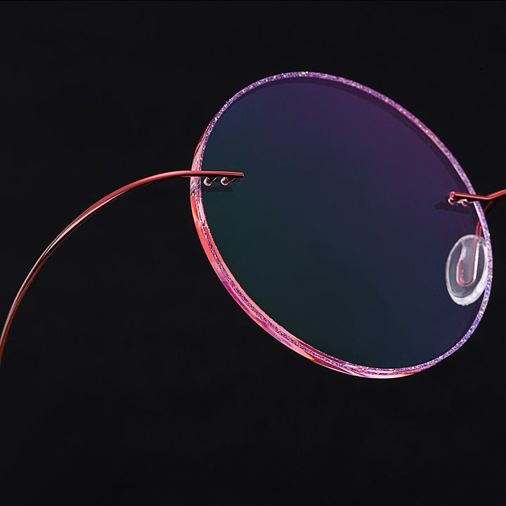 Women's Eyeglasses Red Titanium Alloy Rimless Gradient Pink Tint T80898 Rimless Gmei Optical   