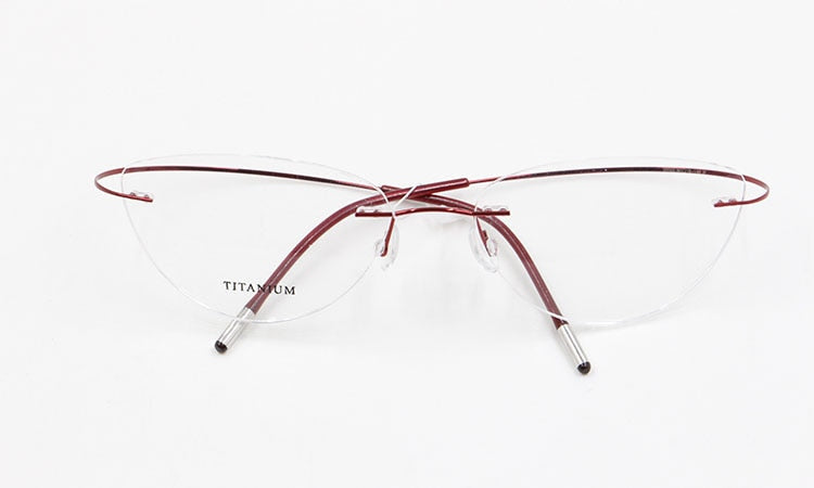 Women's Rimless Eyeglasses Titanium Frame 20003 Rimless Bclear Auburn  