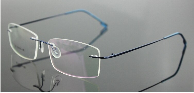 Men's Eyeglasses Rimless Titanium Ultra Light 763 Rimless Chashma Blue  