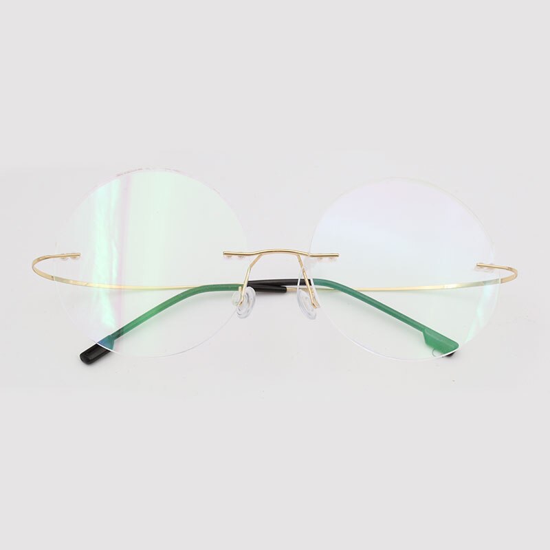 Hotochki Men's Rimless Titanium Alloy Round Frame Eyeglasses Rimless Hotochki Gold  