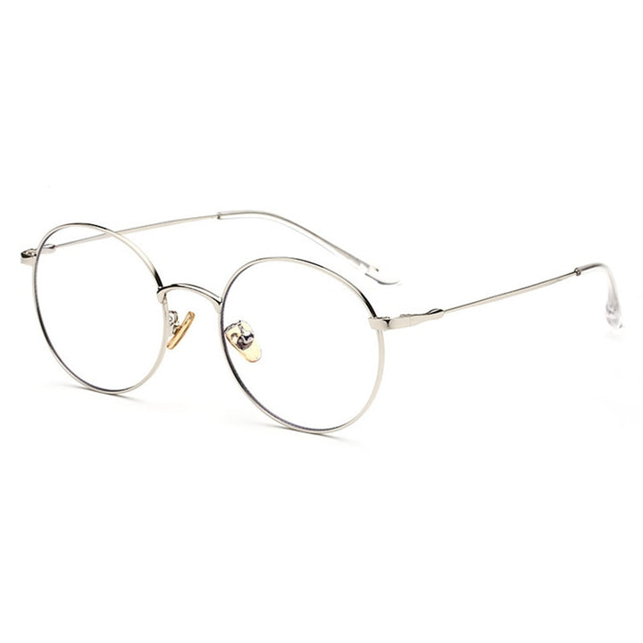 Hotochki Unisex Full Rim Round Alloy Frame Eyeglasses 77507 Full Rim Hotochki Silver  