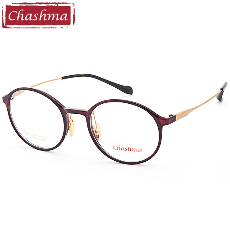 Unisex Eyeglasses B Titanium Ultem Round 5003 Frame Chashma Wine Red  