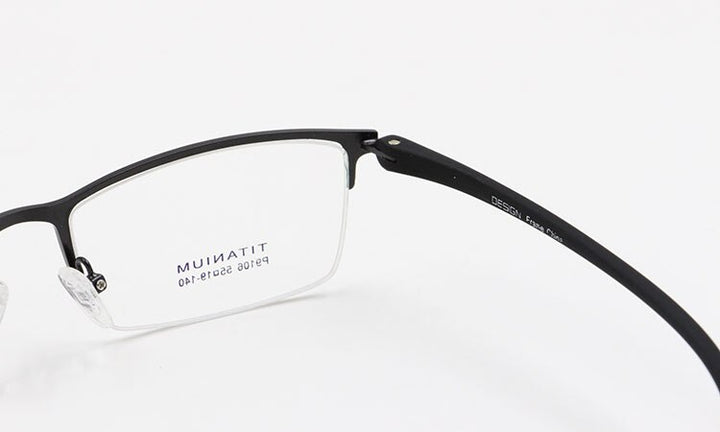 Men's Eyeglasses Semi Rim Titanium Alloy P9106 Semi Rim Bclear   