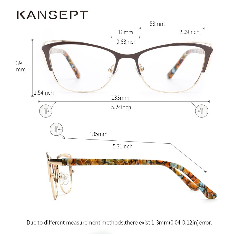 Women's Eyeglasses Cat Eye Frame Metal 8805 Frame Kansept   