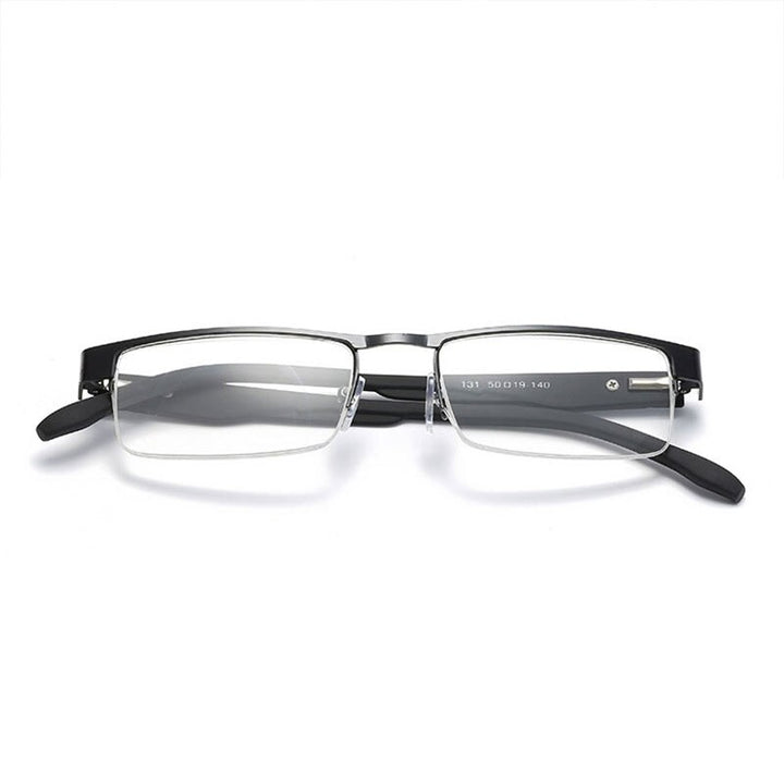 Hotochki Men's Semi Rim Alloy Frame Non Spherical Lens Reading Glasses 131 Reading Glasses Hotochki +100 black 