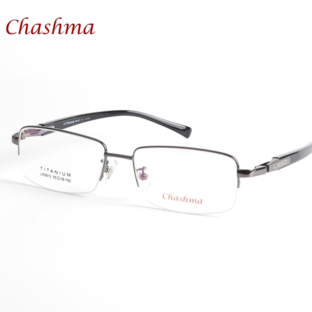 Chashma Ochki Men's Semi Rim Rectangle Titanium Eyeglasses 9910 Semi Rim Chashma Ochki   