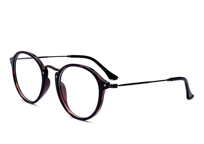 Unisex Eyeglasses Round Frame Acetate Glasses 0446 Frame Brightzone Leopard  