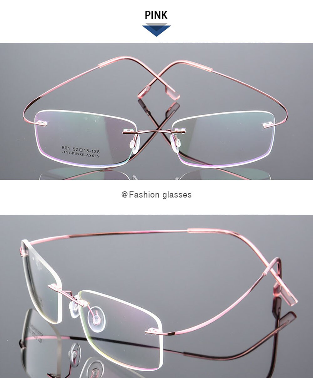Aissuarvey Unisex Rimless Titanium Alloy Frame Eyeglasses As18611 Rimless Aissuarvey Eyeglasses Pink  