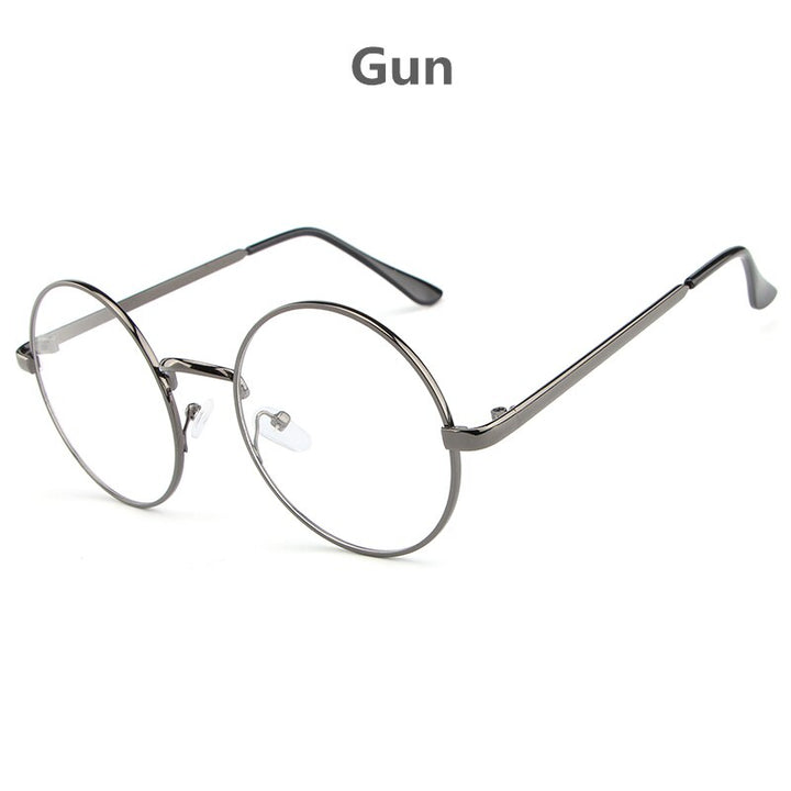 Hdcrafter Women's Full Rim Round Alloy Frame Eyeglasses Lx3048 Full Rim Hdcrafter Eyeglasses Gun  
