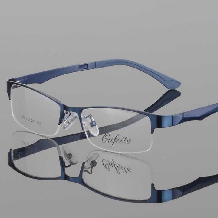Unisex Half Rim Alloy Frame Eyeglasses 2329 Semi Rim Bclear Royal Blue  