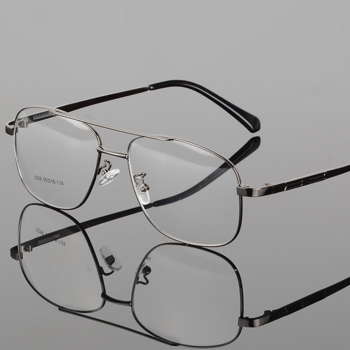 Unisex Alloy Frame Full Rim Eyeglasses 2256 Full Rim Bclear gray  