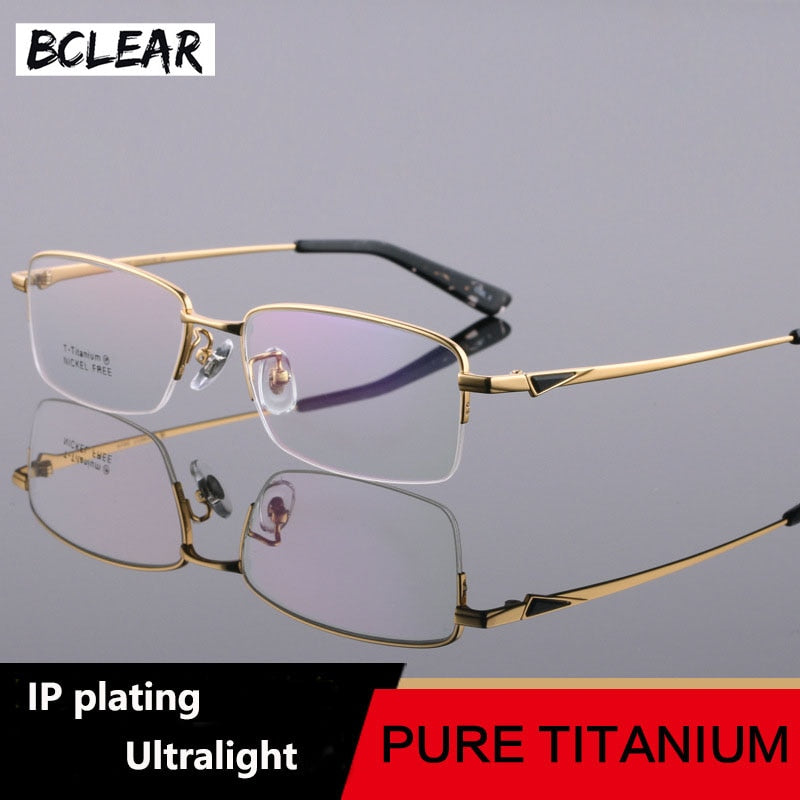 Women's Titanium Eyeglasses Half Rim Frame Lr6605 Semi Rim Bclear Gold  