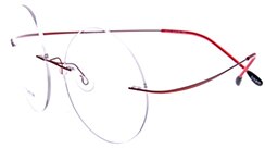 Chashma Ottica Unisex Rimless Round Titanium Eyeglasses 9613 Rimless Chashma Ottica Red  