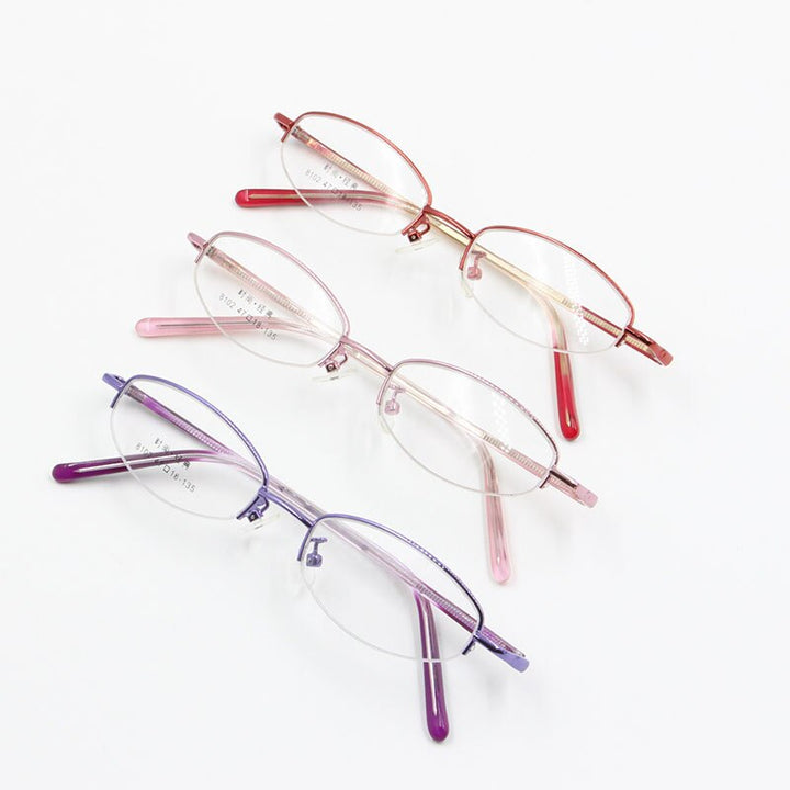 Women's Alloy Frame Semi Rim Eyeglasses 8102 Semi Rim Bclear   