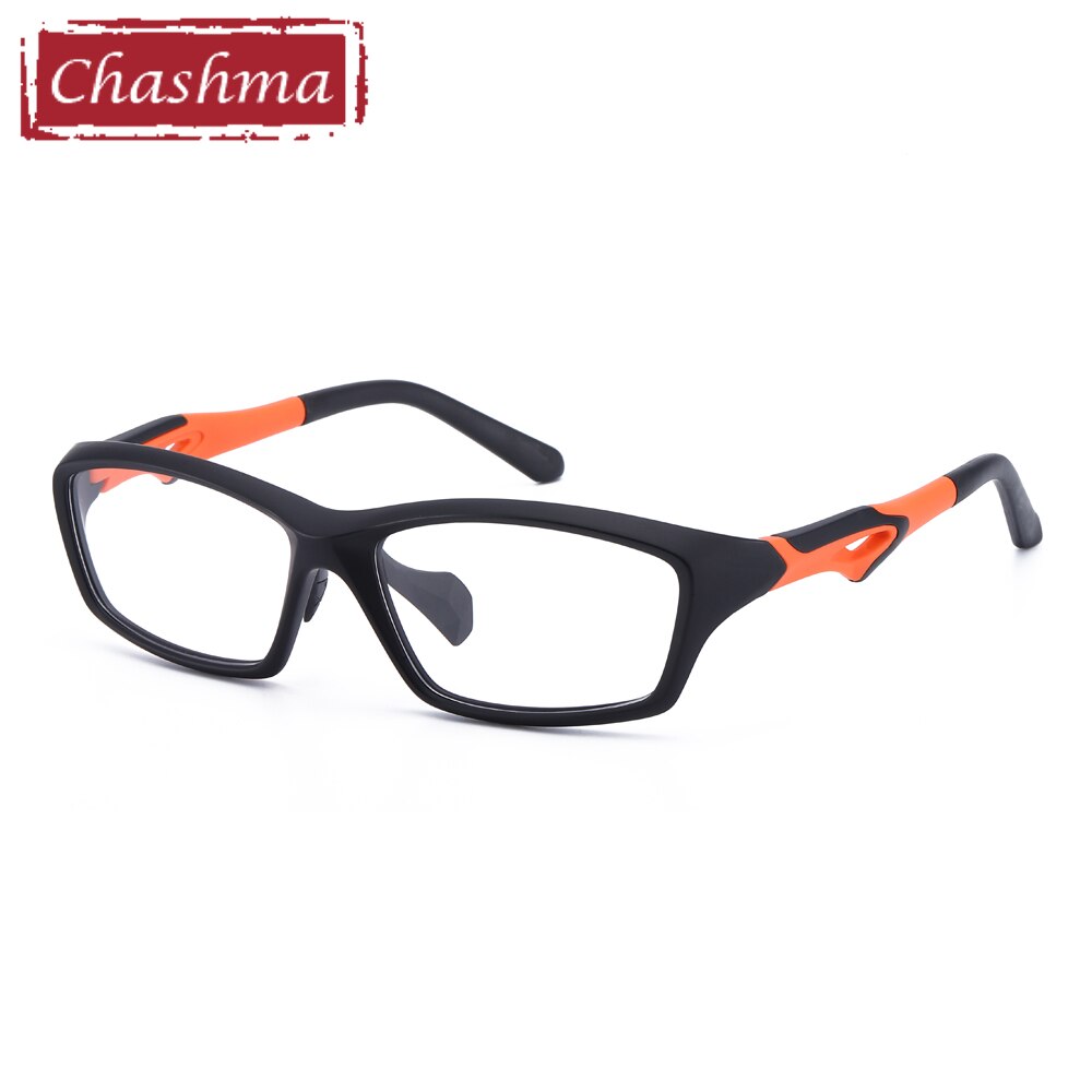 Men's Eyeglasses Plastic Titanium 9233 TR90 Frame Chashma Matte Black-Orange  