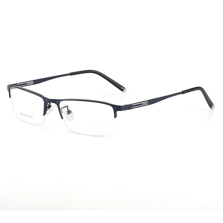 Men's Titanium Alloy Square Semi Rim Eyeglasses Sc2539 Semi Rim Bclear blue  