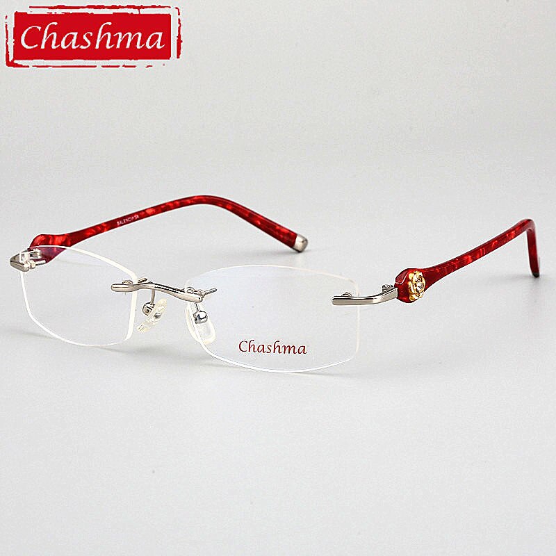 Chashma Ottica Women's Rimless Oval Rectangle Titanium Eyeglasses 58031 Rimless Chashma Ottica   